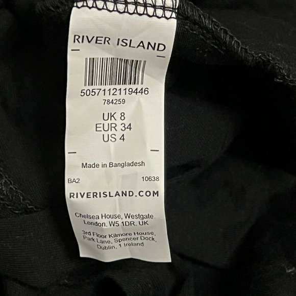 River Island Women's Size 4 / Small Short Sleeve Round Neck Tie Open Back Black - Picture 7 of 11